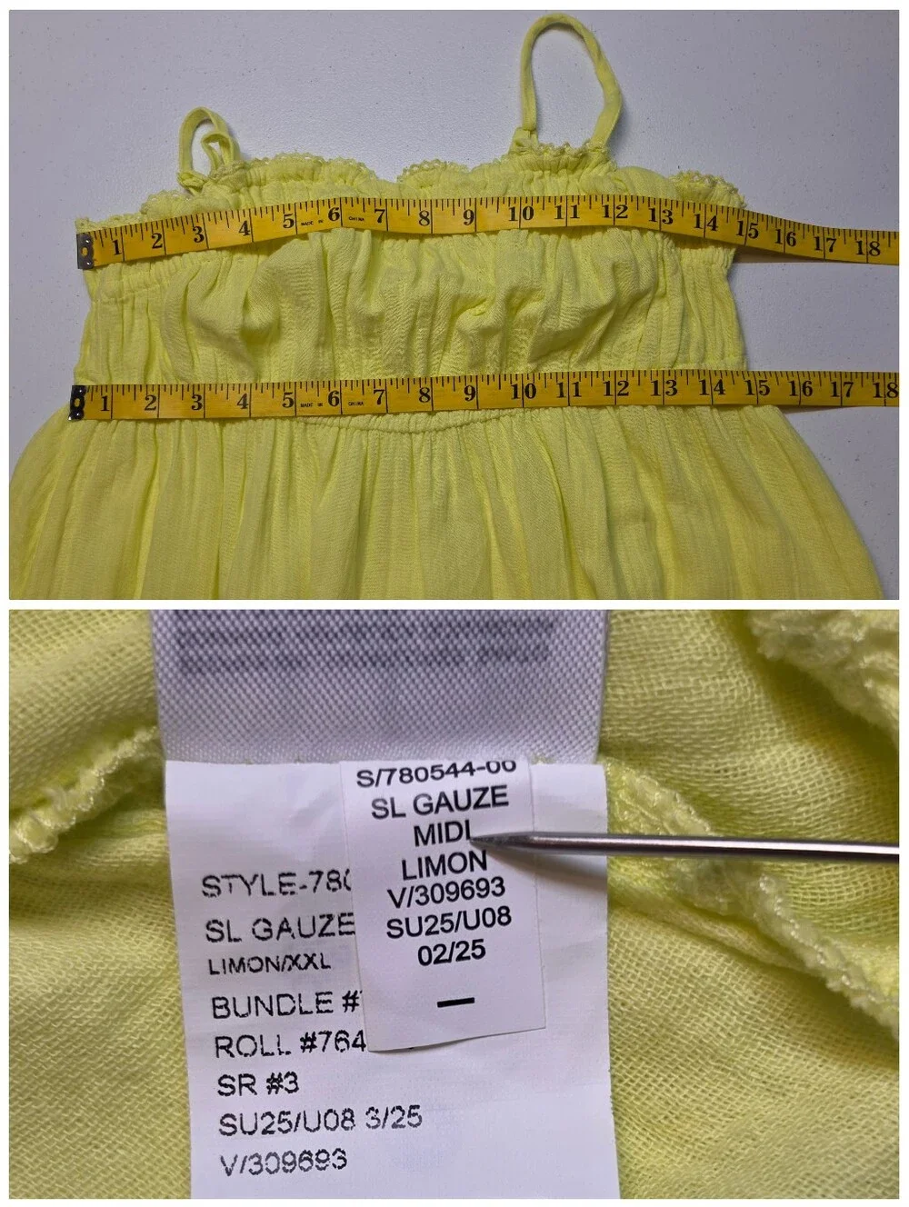 GAP Kids Cotton Crinkle Gauze Midi Dress Lemon Yellow Smocked Sundress NEW